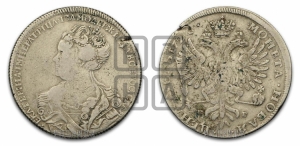 Рубль 1726 года СП-Б (Портрет влево, Петербургский тип, знак двора СПБ под орлом)