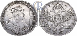 Рубль 1738 года (петербургский тип, без СПБ, петербургский орел)
