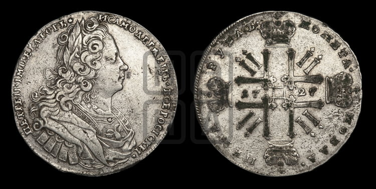 Рубль 1727 года (московский тип, гурт надпись)
