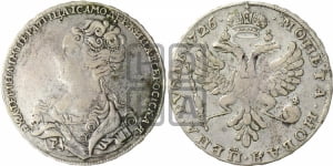 Рубль 1726 года (Портрет влево, Московский тип, хвост орла узкий)