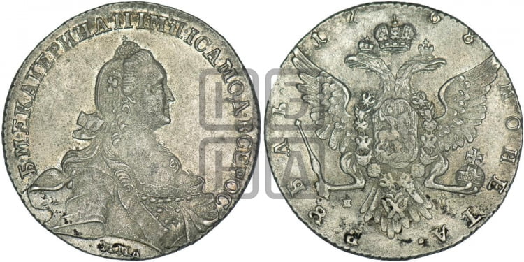 Рубль 1768 года ( MMД, без шарфа на шее)