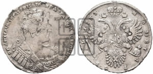Рубль 1733 года (без броши на груди, разновидности не отмеченные редкостью)