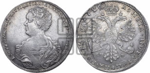 Полтина 1726 года СП-Б (Портрет влево, бюст разделяет надпись)