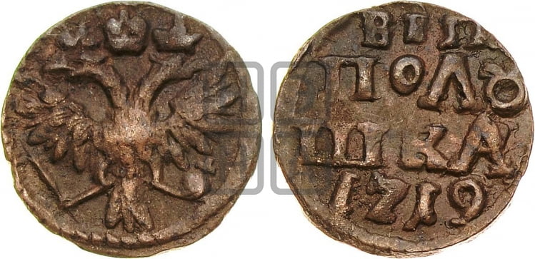 Полушка 1719 года ( без букв монетного двора, все разновидности без отметки редкости)