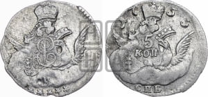 5 копеек 1755 года СПБ (кружок большого формата)