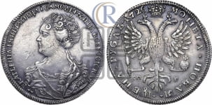 Рубль 1726 года СП-Б (Портрет влево, Петербургский тип, знак двора СПБ под орлом)