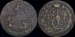 2 копейки 1789 года ММ (ММ, Красный  монетный двор)