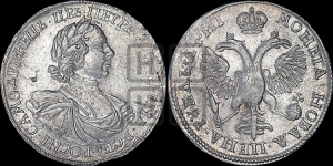 1 рубль 1718 года OK/L (портрет в латах, знак медальера ОК, инициалы минцмейстера L)