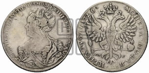 Рубль 1726 года СП-Б (Портрет влево, Петербургский тип, знак двора СПБ под орлом)