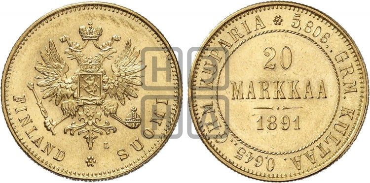 20 марок 1891 года L - Биткин #227 (R)