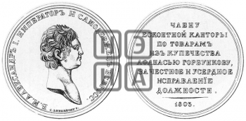 ПЕРСОНАЛЬНЫЕ НАГРАДНЫЕ МЕДАЛИ 1803 ГОДА